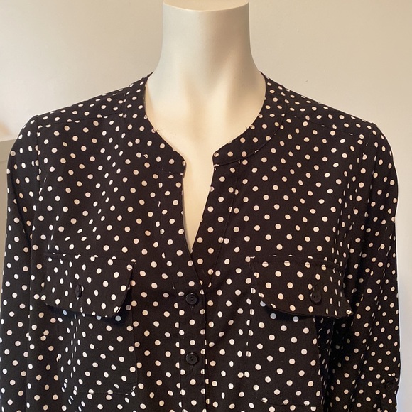Polka Dot Button Shirt  Notations 1X  3/4 Sleeves Exc Shape New no Tags - Picture 7 of 11